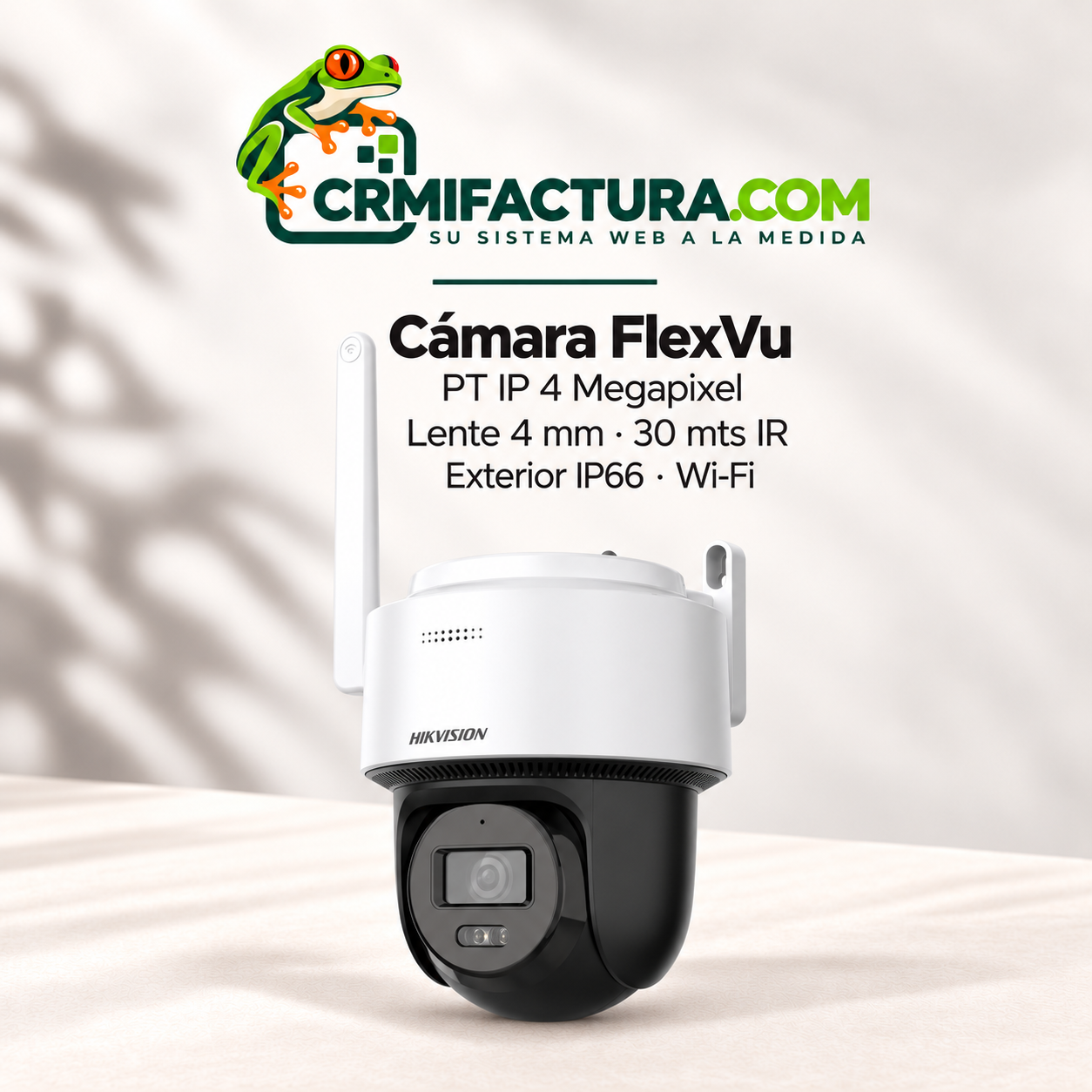 Cámara FlexVu, PT IP 4 Megapixel, Lente 4 mm, 30 mts IR, Exterior IP66, Wi-Fi
