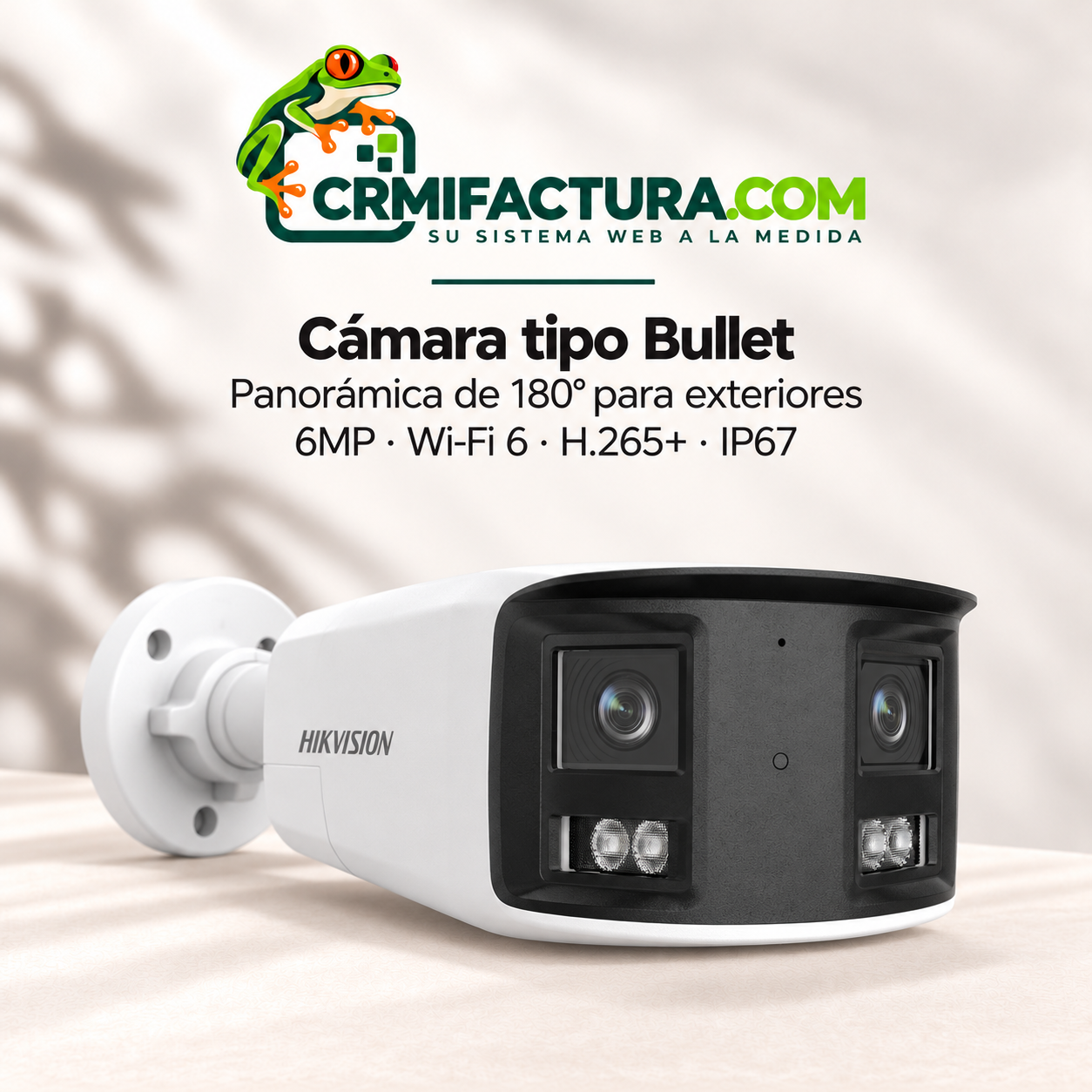 Cámara tipo Bullet, panorámica de 180° para exteriores, 6MP, Wi-Fi 6, H.265+, Ip67
