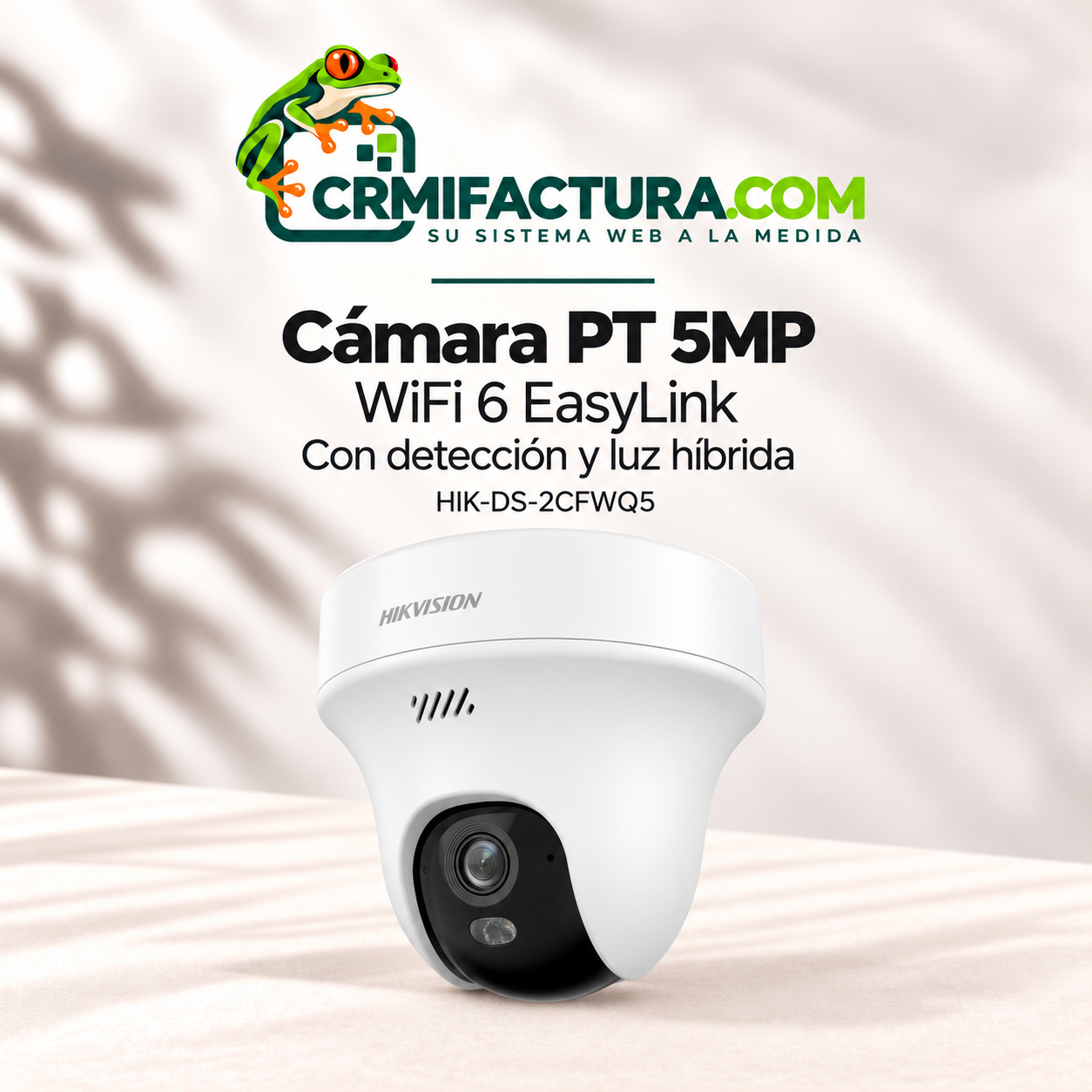 Cámara PT 5MP WiFi 6 EasyLink con detección y luz híbrida HIK-DS-2CFWQ5HIK
